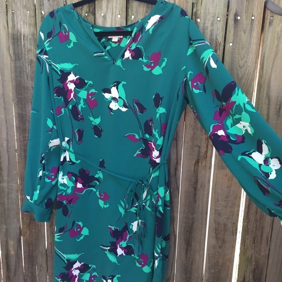 Merona floral emerald dress - Picture 2 of 5